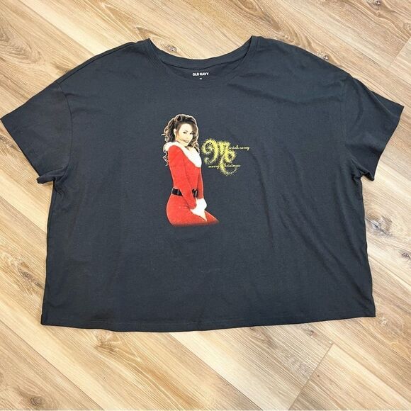 OLD NAVY Mariah Carey Merry Christmas Cropped Tee Size XXL - Picture 1 of 5
